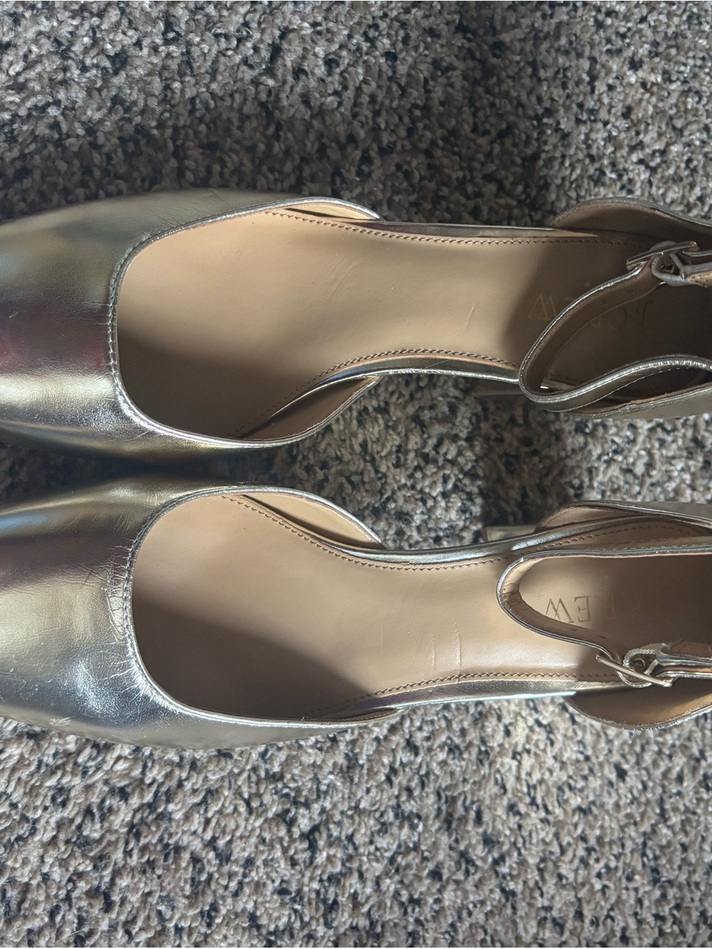 J. Crew Factory Metallic Gold Ankle-Strap Pumps with Rounded Toe